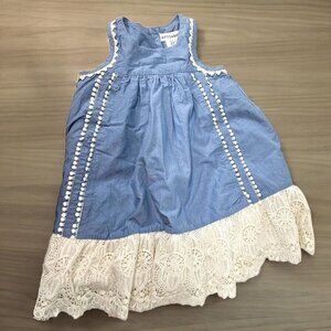 Artisan NY Toddler Girls Chambray Dress White Lace Size 3T